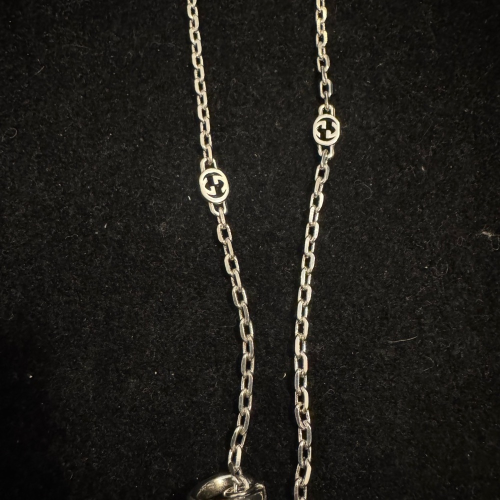 Gucci Silver Double Ring Chain Interlock Necklace - image 5